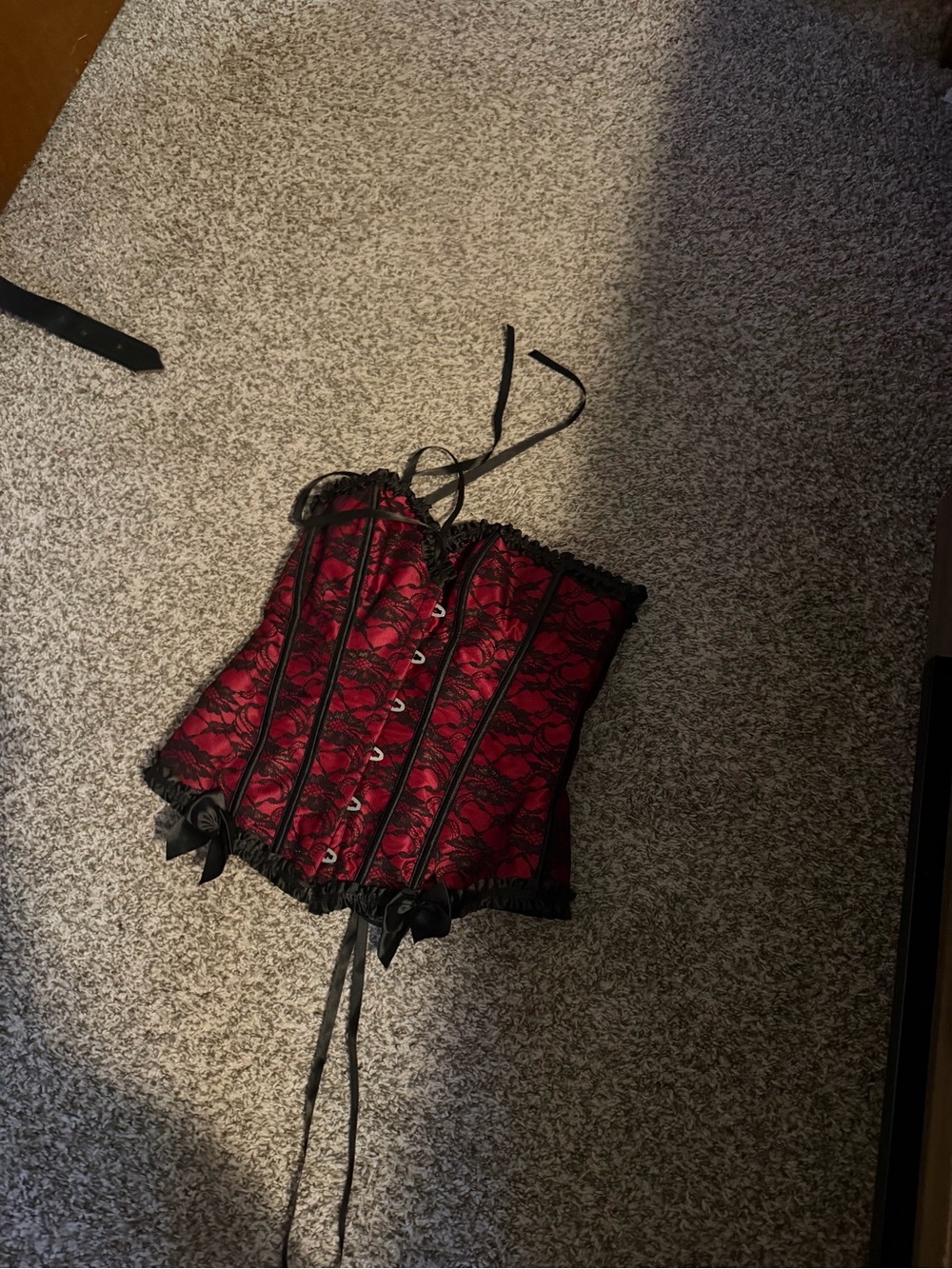 Red Lace Overbust Corset with Black Trim - Women Intimates